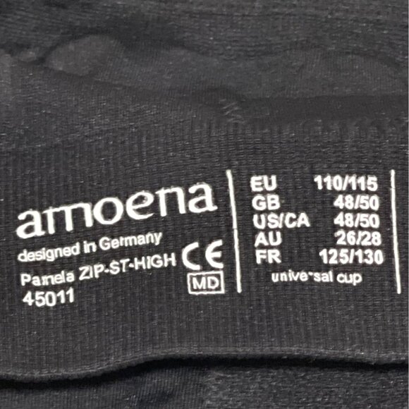 Compression Bra Black Front-Zip Post-Surgery Amoena Pockets Adjustable Straps - Picture 4 of 14